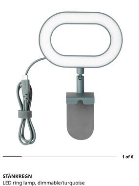 IKEA STÄNKREGN Turquoise Clip-On LED Ring Light Out of box